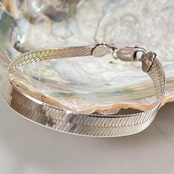 Etched Pattern Design Bracelet Signed Italy Rose/Pink 925 Sterling Silver 7" - Picture 16 of 16